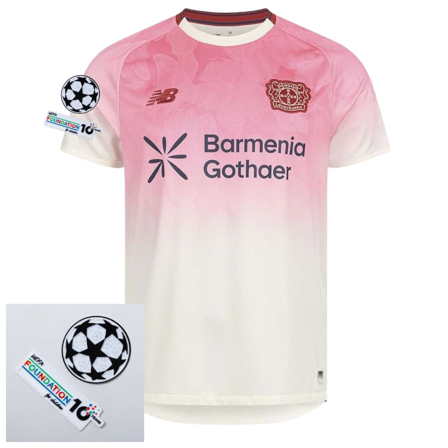 Bayer 04 Leverkusen Away Fan Jersey 2025/26 Patches Ucl + 10Th Anniversary Uefa Foundation