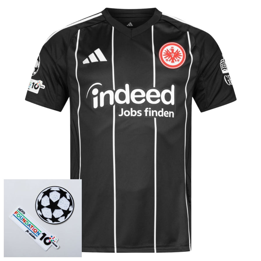 Eintracht Frankfurt Champions League Home Fan Jersey 2025/26 Patches Ucl + 10Th Anniversary Uefa Foundation