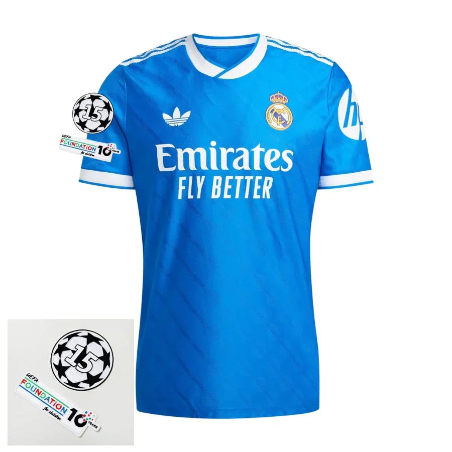 Real Madrid Third Fan Jersey 2025/26 Patches Ucl + 10Th Anniversary Uefa.