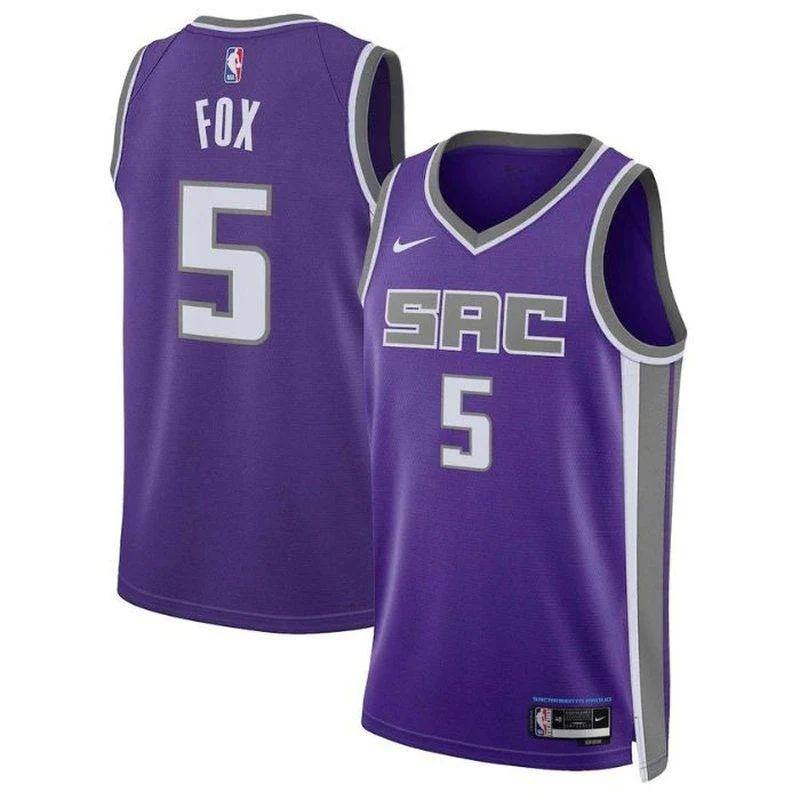 De’Aaron Fox Sacramento Kings Unisex 2023 Nba Jersey – Icon Edition – Purple