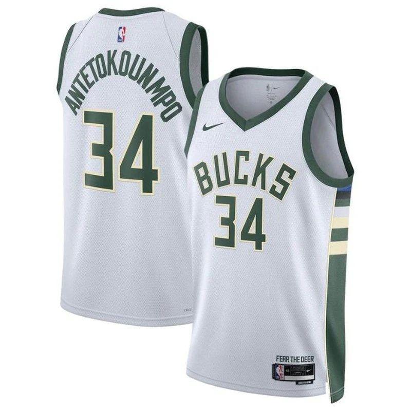 Giannis Antetokounmpo Milwaukee Bucks Unisex 2023 Nba Jersey – Association Edition – White