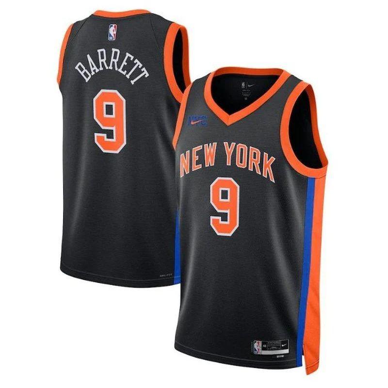 Rj Barrett New York Knicks Unisex 2023 Nba Jersey – City Edition – Black