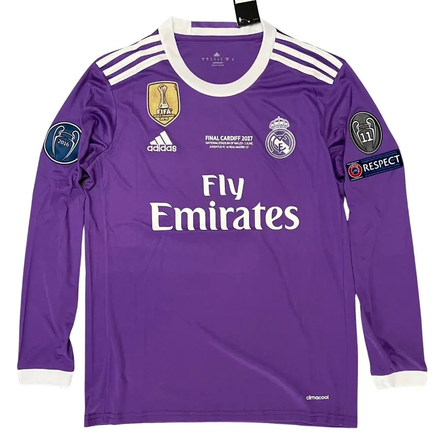 Real Madrid Cristiano Ronaldo Away Retro 2016-17 Patches Ucl Uefa Respect Final World (Official Printing)