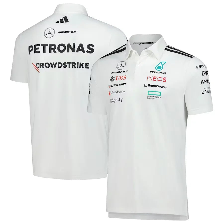 Mercedes-Amg Petronas F1 Team Adidas Wear Polo – White Formula 1 F1 Formula One