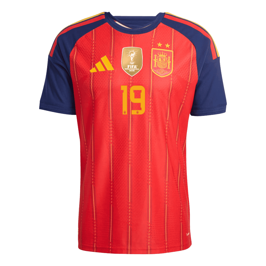 Spain LAMINE YAMAL 19 Home Authentic Player Jersey World Cup 2026 - Champion