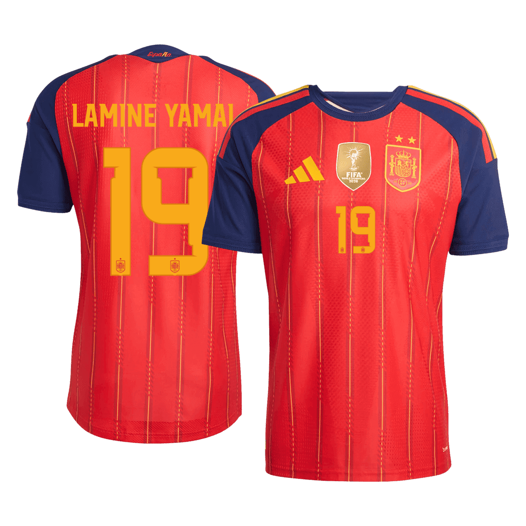 Spain LAMINE YAMAL 19 Home Authentic Player Jersey World Cup 2026 - Champion