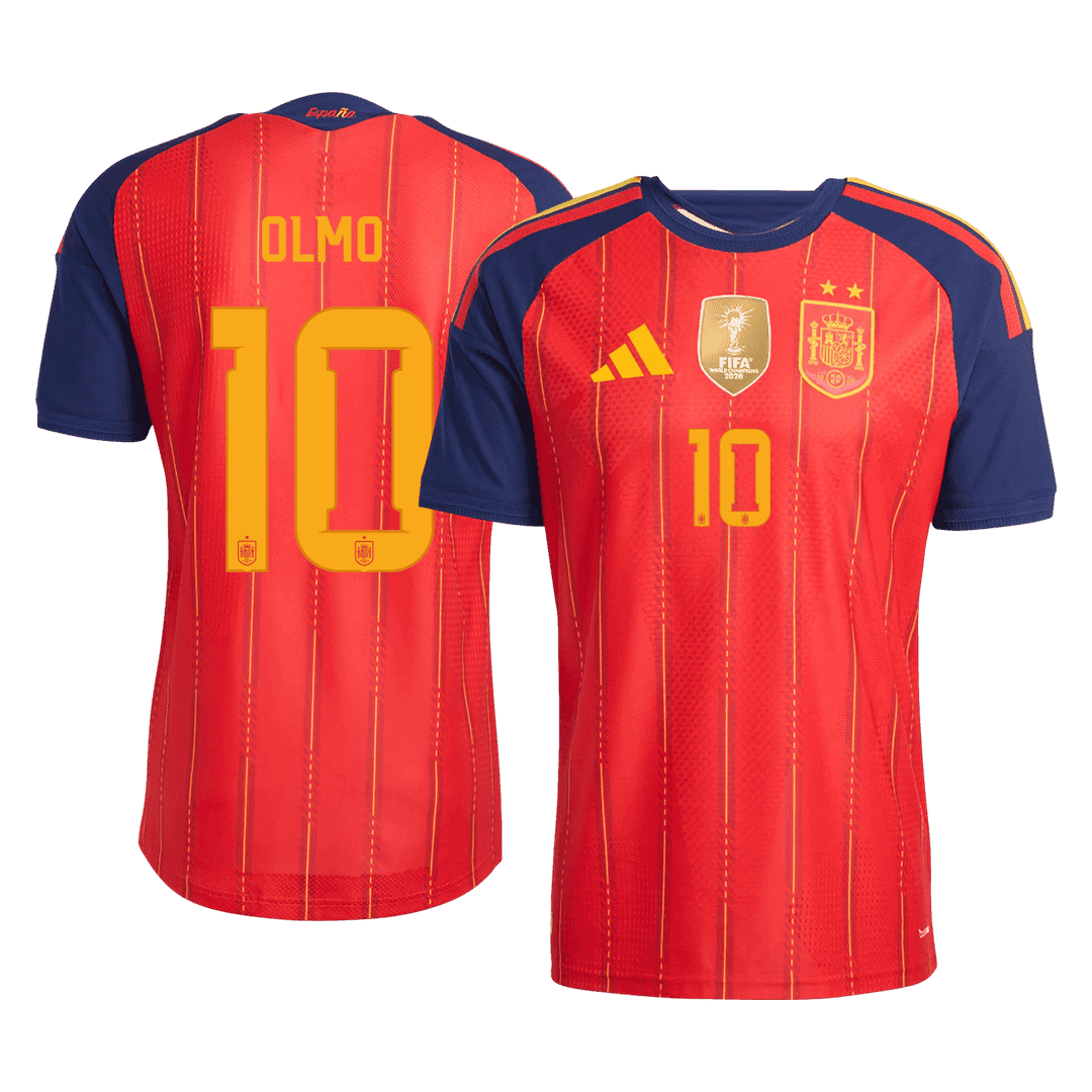 Spain OLMO 10 Home Authentic Player Jersey World Cup 2026 - Champion