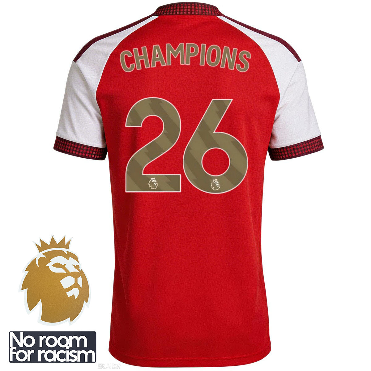 CHAMPIONS #26 Arsenal Home Women Soccer Jersey 2026/27 + Premier League Champion Badge(New) & No Room For Racism